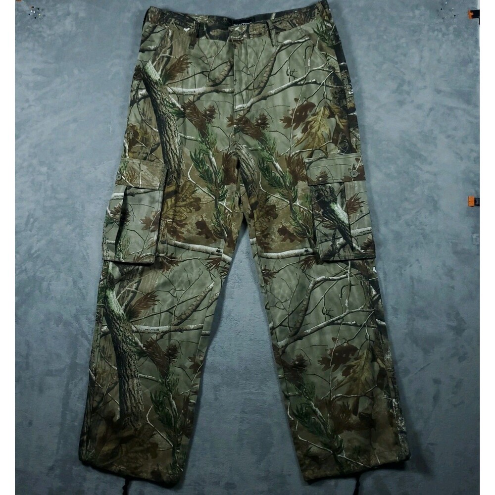 Realtree Cargo Pants Mens Size 36 Camo Hunting Fishing Outdoor Drawstring Hem